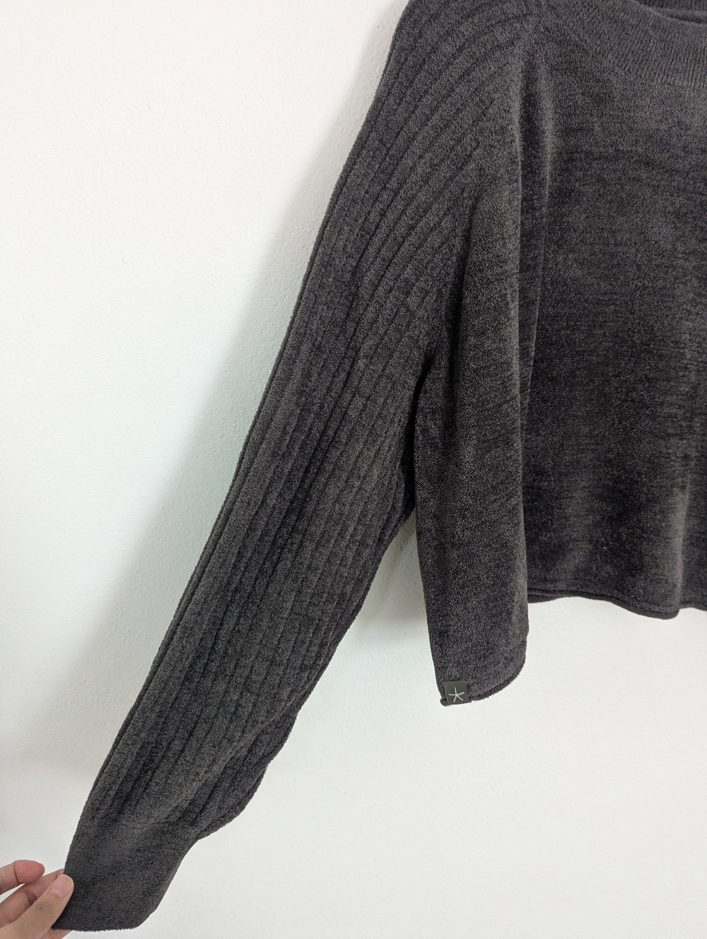 Barefoot Dreams CozyChic Ultra Lite Cropped Mock Neck Sweater Green Large L - Picture 3 of 9